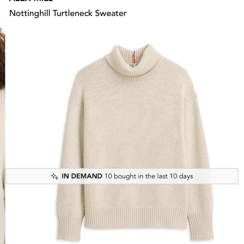 Alex Mill Cream Nottingham Turtleneck Sweater NWT